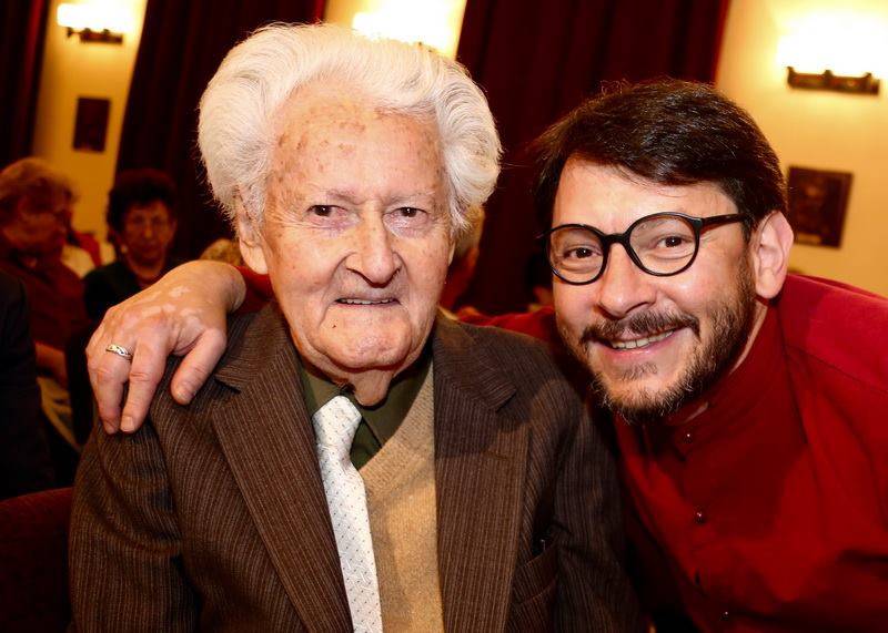 Lőwy Károly és Laczkó Vass Róbert színművész 2018-ban a Kolozsvári Zsidó Napok egyik rendezvényén. Fotó: Nagy Ákos